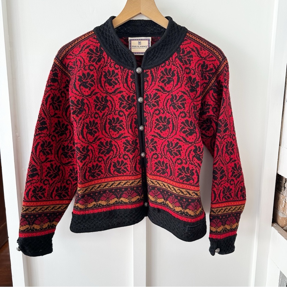 DALE OF NORWAY red wool cardigan